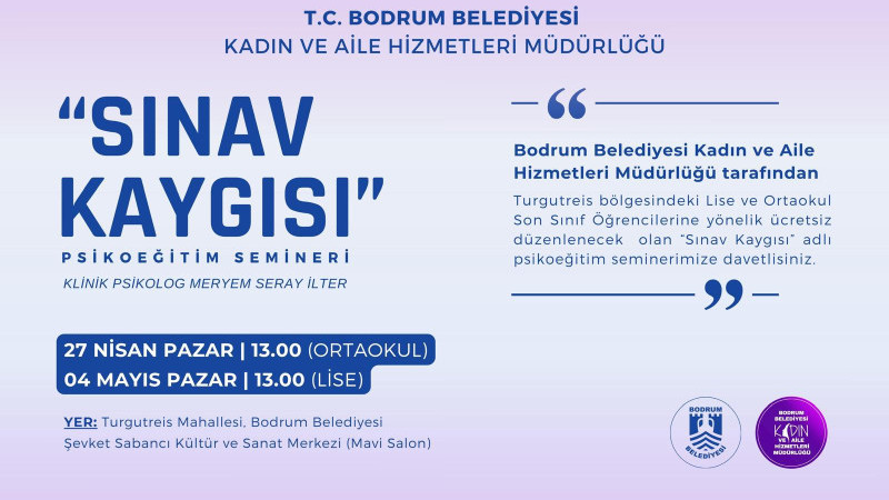 Belediyeden Öğrencilere ‘Sınav Kaygısı’ Konulu Psikoeğitim Semineri