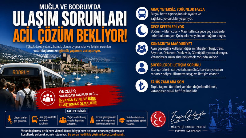 MHP Bodrum'dan Büyükşehir'e Ulaşım Tepkisi: 