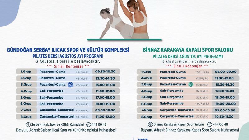 Bodrum Belediyesi Ağustos Ayı Pilates Programını Başlatıyor